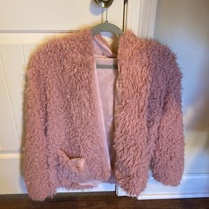 Fluffy pink coat!